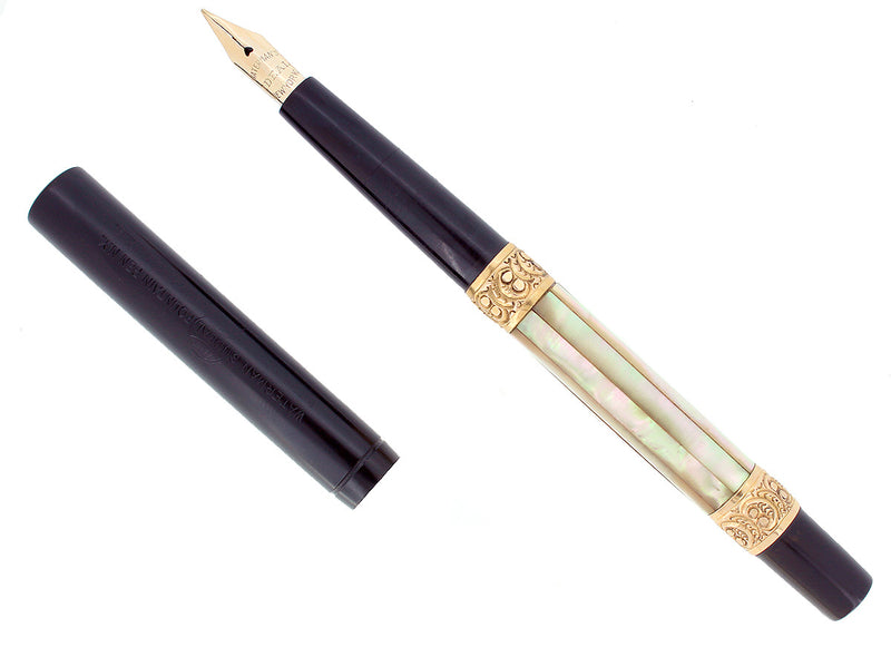CIRCA 1907 WATERMAN 612 EYEDROPPER PEARL SLAB FOUNTAIN PEN F-BBB NIB RARE RESTORED OFFERED BY ANTIQUE DIGGER