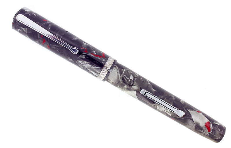 CIRCA 1930S WATERMAN 94 GRAY & RED MARBLED FOUNTAIN PEN F-BB FLEX NIB RESTORED OFFERED BY ANTIQUE DIGGER