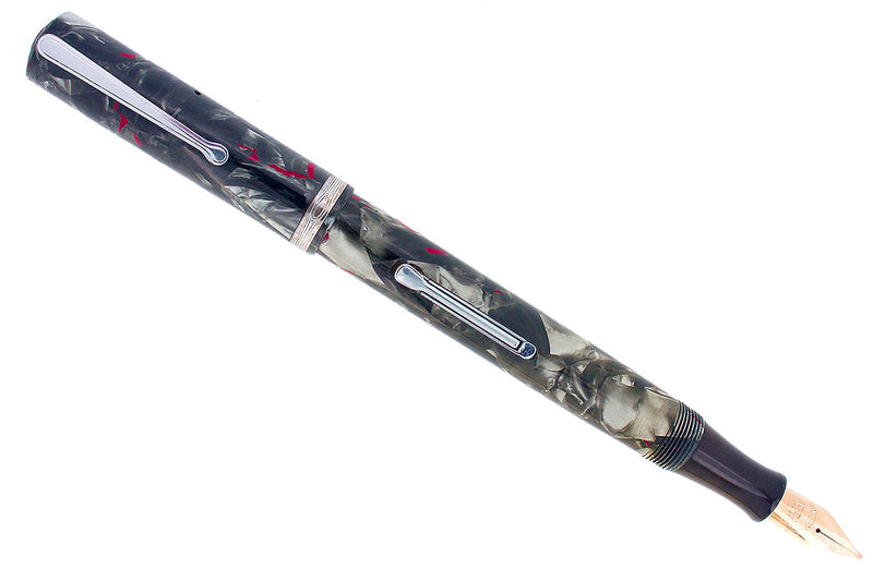 CIRCA 1930S WATERMAN 94 GRAY & RED MARBLED FOUNTAIN PEN F-BB FLEX NIB RESTORED OFFERED BY ANTIQUE DIGGER
