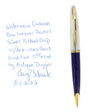 1990S WATERMAN CARENE SILVER CAP BLUE LACQUER BARREL BALLPOINT PEN MINT CONDITION OFFERED BY ANTIQUE DIGGER