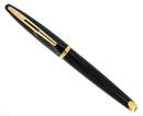WATERMAN CARENE FOUNTAIN PEN JET BLACK WITH GOLD PLATED TRIM 18K MEDIUM NIB MINT IN BOX OFFERED BY ANTIQUE DIGGER
