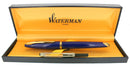 WATERMAN CARENE ABYSS BLUE FOUNTAIN PEN WITH GOLD PLATED TRIM 18K MEDIUM NIB MINT IN BOX OFFERED BY ANTIQUE DIGGER