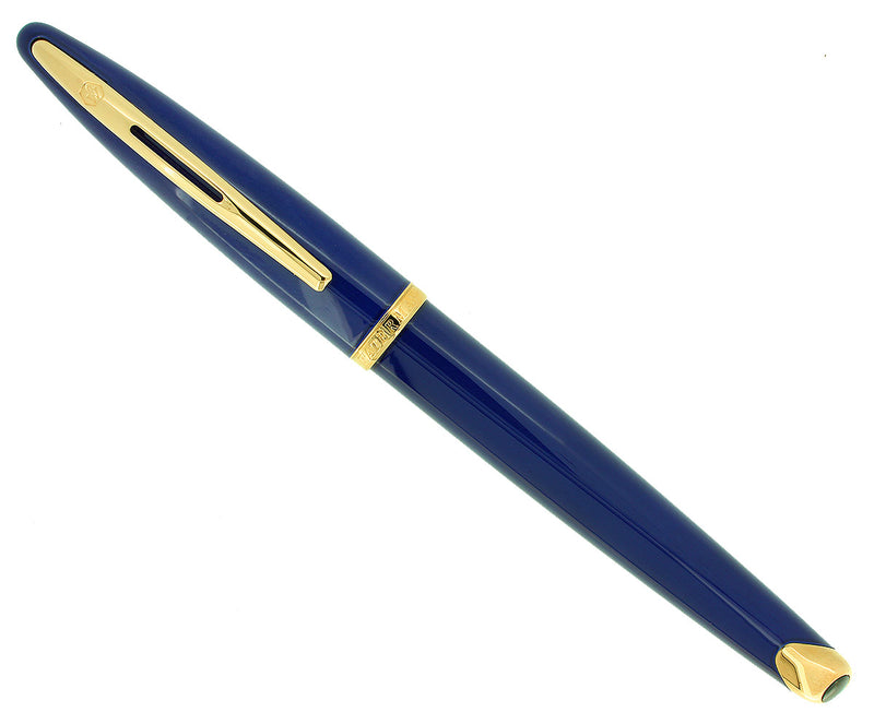 WATERMAN CARENE ABYSS BLUE FOUNTAIN PEN WITH GOLD PLATED TRIM 18K