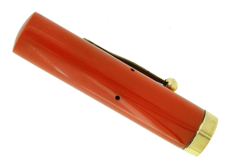 CIRCA 1927 WATERMAN 52 CARDINAL RED HARD RUBBER FOUNTAIN PEN CAP 18K GOLD FILLED TRIM OFFERED BY ANTIQUE DIGGER