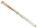WATERMAN GENTLEMAN STERLING SILVER FLUTED FOUNTAIN PEN 18K BROAD NIB RESTORED OFFERED BY ANTIQUE DIGGER