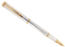 WATERMAN GENTLEMAN STERLING SILVER FLUTED FOUNTAIN PEN 18K BROAD NIB RESTORED OFFERED BY ANTIQUE DIGGER