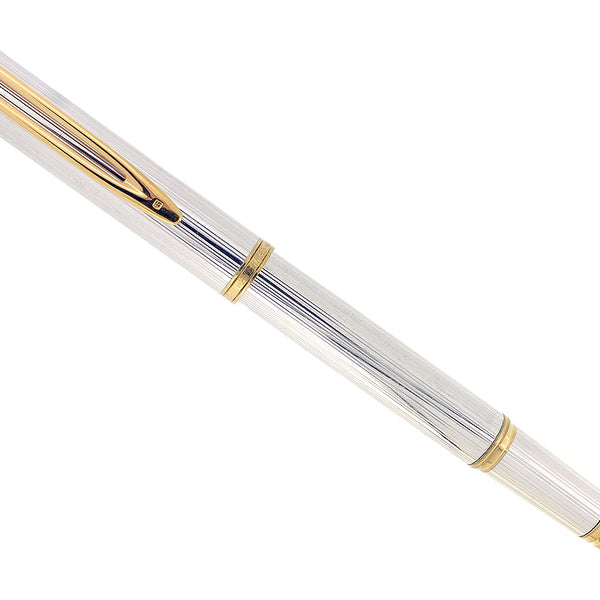 WATERMAN GENTLEMAN STERLING SILVER FLUTED FOUNTAIN PEN 18K BROAD NIB R