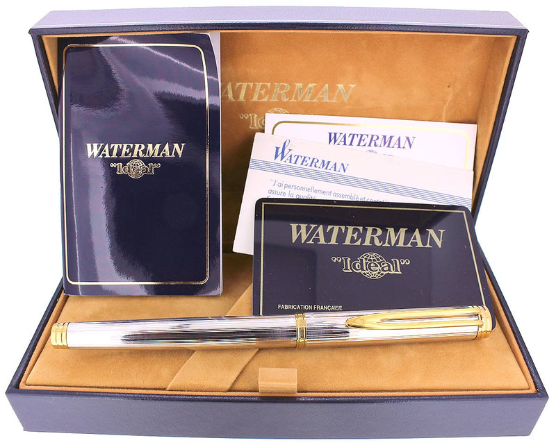 WATERMAN GENTLEMAN STERLING SILVER FLUTED FOUNTAIN PEN 18K NIB ORIGINA