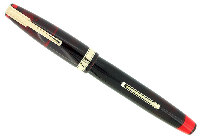 1940s WATERMAN TRANSPARENT RED HUNDRED YEAR FOUNTAIN PEN M-BBB NIB RESTORED OFFERED BY ANTIQUE DIGGER