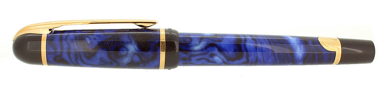 1990S WATERMAN PHILEAS BLUE MARBLE GOLD TRIM FOUNTAIN PEN NEW IN BOX NEVER INKED OFFERED BY ANTIQUE DIGGER