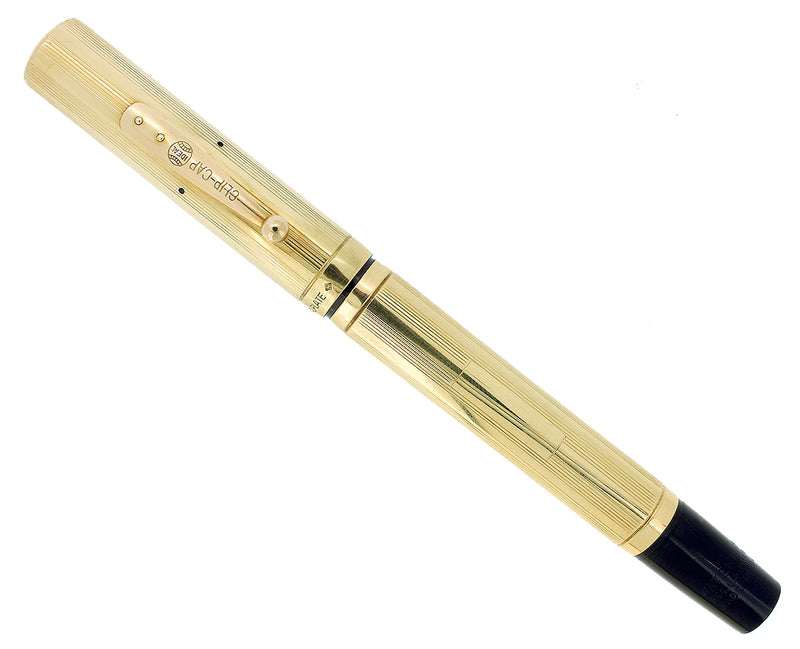 1930S WATERMAN 54 SHERATON 18K GOLD FILLED OVERLAY SPANISH IMPORT MARK FOUNTAIN PEN RESTORED OFFERED BY ANTIQUE DIGGER