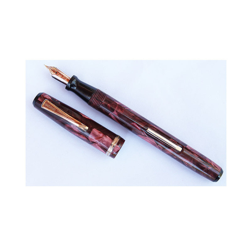 Wearever Fountain Pen with David Kahn Two Piece NIB in Red Marble Celluloid