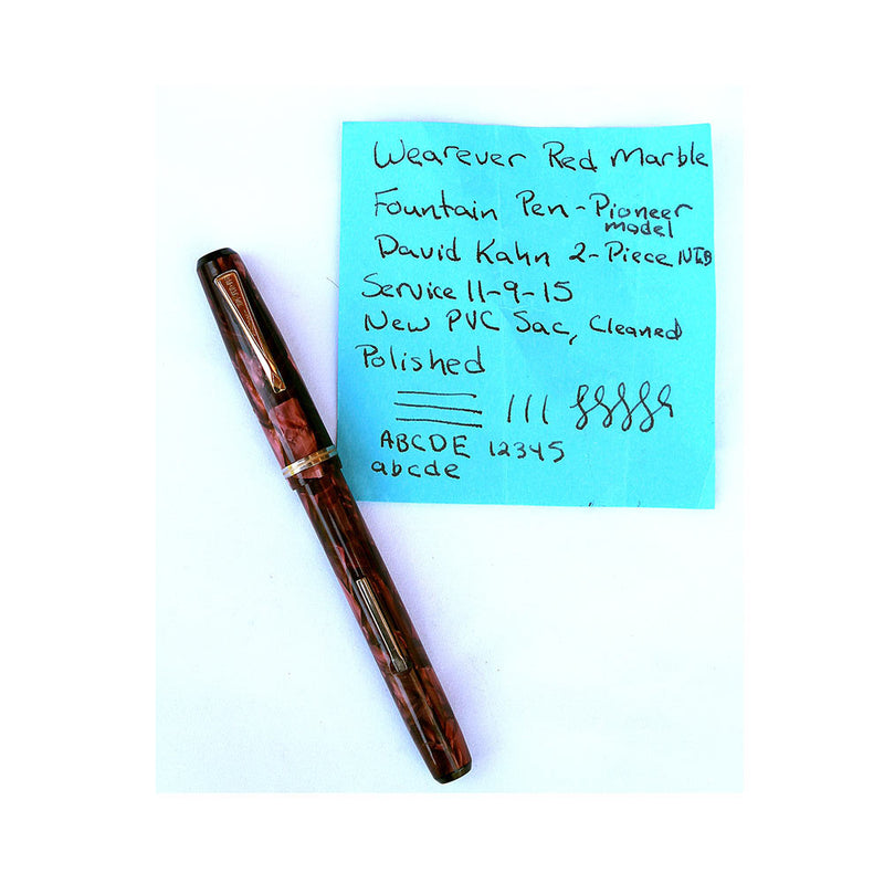 Wearever Fountain Pen with David Kahn Two Piece NIB in Red Marble Celluloid