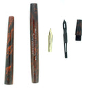 C1908 PAUL E. WIRT TAPER CAP MOTTLED RED HARD RUBBER FOUNTAIN PEN RESTORED OFFERED BY ANTIQUE DIGGER