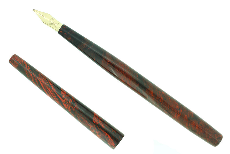 C1908 PAUL E. WIRT TAPER CAP MOTTLED RED HARD RUBBER FOUNTAIN PEN RESTORED OFFERED BY ANTIQUE DIGGER