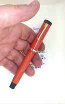SCARCE C1925 DUOFOLD SENIOR CHINESE RED HARD RUBBER LARGE IMPRINT FOUNTAIN PEN RESTORED