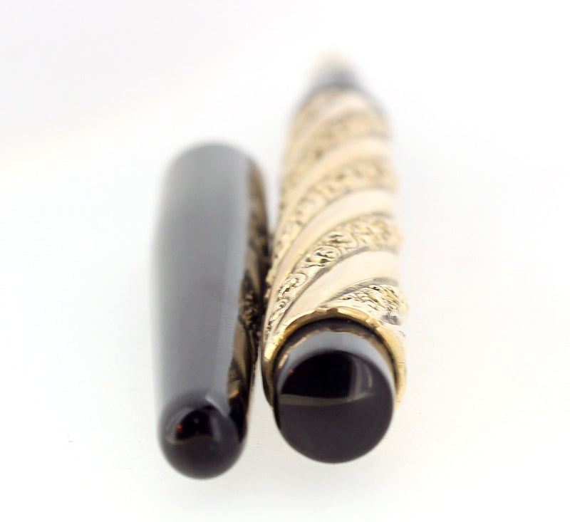 C1905 AIKIN LAMBERT TAPER CAP CABLE TWIST W/ SNAIL PATTERN FOUNTAIN PEN RESTORED OFFERED BY ANTIQUE DIGGER