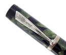 CIRCA 1933 FOUR WAY FOUNTAIN PEN GREEN BLACK MARBLED CELLULOID 2 NIBS SCARCE RESTORED OFFERED BY ANTIQUE DIGGER