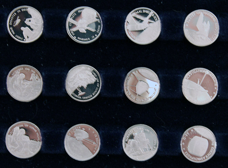 1977 STERLING SILVER FRANKLIN MINT AMERICAN IN SPACE 60 COIN COLLECTION OFFERED BY ANTIQUE DIGGER