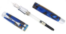 LEVENGER PLUMPSTER TIDES "BLUE & BROWN SWIRL" ACRYLIC FOUNTAIN PEN FINE NIB OFFERED BY ANTIQUE DIGGER