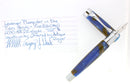 LEVENGER PLUMPSTER TIDES "BLUE & BROWN SWIRL" ACRYLIC FOUNTAIN PEN FINE NIB OFFERED BY ANTIQUE DIGGER