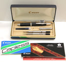 PILOT NAMIKI CARBONESQUE VANISHING POINT FOUNTAIN PEN WITH TWO NIBS MEDIUM / BROAD WITH PAPERS AND BOX OFFERED BY ANTIQUE DIGGER