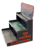 SCARCE CIRCA 1920s SANFORD'S FOUNTAIN PEN INKS 3 TIERED ADVERTISING STORE DISPLAY OFFERED BY ANTIQUE DIGGER