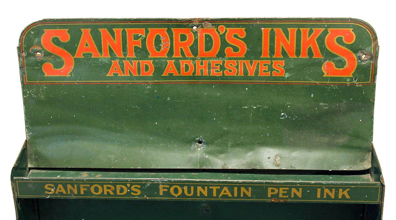 SCARCE CIRCA 1920s SANFORD'S FOUNTAIN PEN INKS 3 TIERED ADVERTISING STORE DISPLAY OFFERED BY ANTIQUE DIGGER