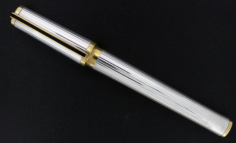S.T. DUPONT MONTPARNASSE CHAIRMAN FOUNTAIN PEN GODRON PATTERN 18K SMOOTH NIB OFFERED BY ANTIQUE DIGGER