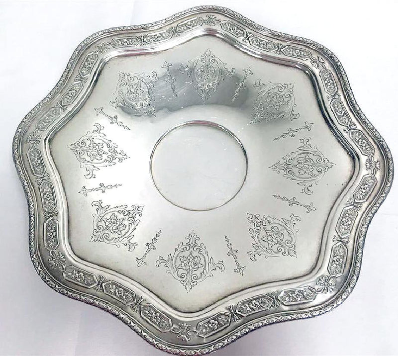 1924 TOWLE STERLING SILVER LOUIS XIV SCALLOPED EDGE FOOTED CENTERPIECE PLATE OFFERED BY ANTIQUE DIGGER