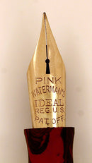 RESTORED 1920s WATERMAN 7 RED RIPPLE WITH PINK CAP BAND AND PINK KEYHOLE NIB FOUNTAIN PEN