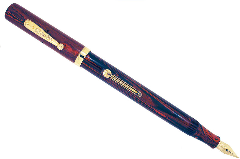 RESTORED 1920s WATERMAN'S 52 RED WOOD GRAIN FOUNTAIN PEN WITH F to BBB+ FLEXIBLE NIB OFFERED BY ANTIQUE DIGGER