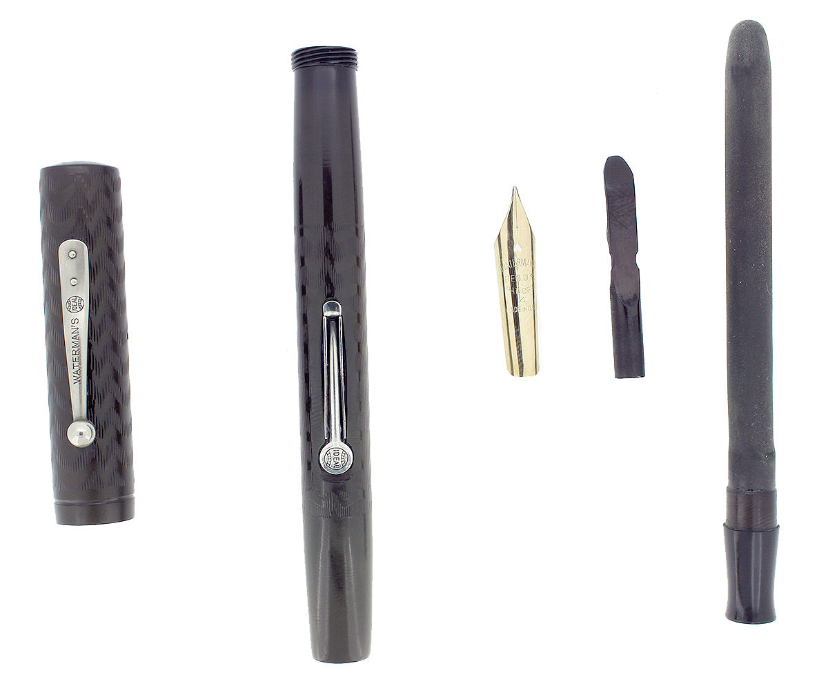 C1915 WATERMAN 14 PSF BLACK CHASED HARD RUBBER FOUNTAIN PEN RESTORED E