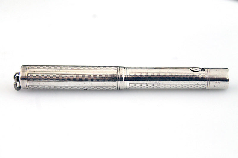 RESTORED 1920s STERLING SILVER WATERMAN 452 1/2V FOUNTAIN PEN IN THE GOTHIC PATTERN WITH A M to BBB+ FLEXIBLE NIB