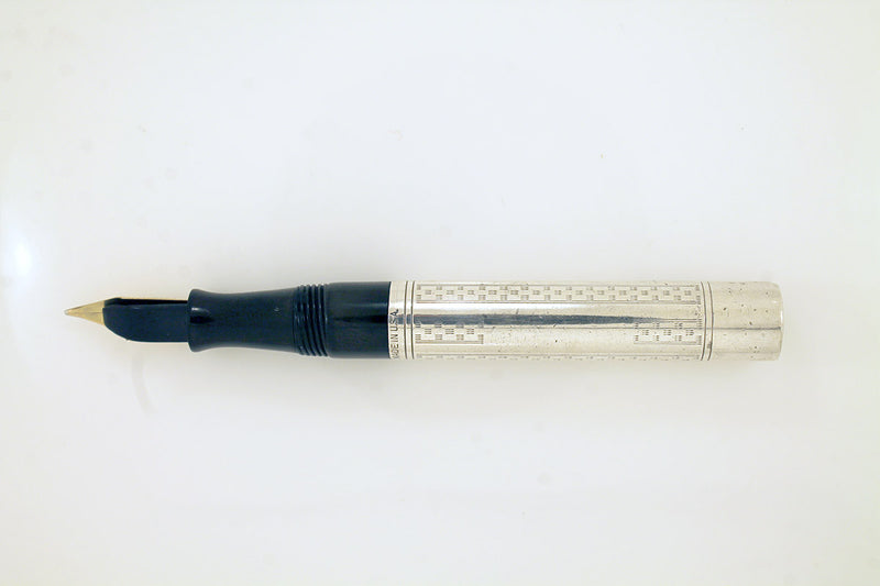 RESTORED 1920s STERLING SILVER WATERMAN 452 1/2V FOUNTAIN PEN IN THE GOTHIC PATTERN WITH A M to BBB+ FLEXIBLE NIB