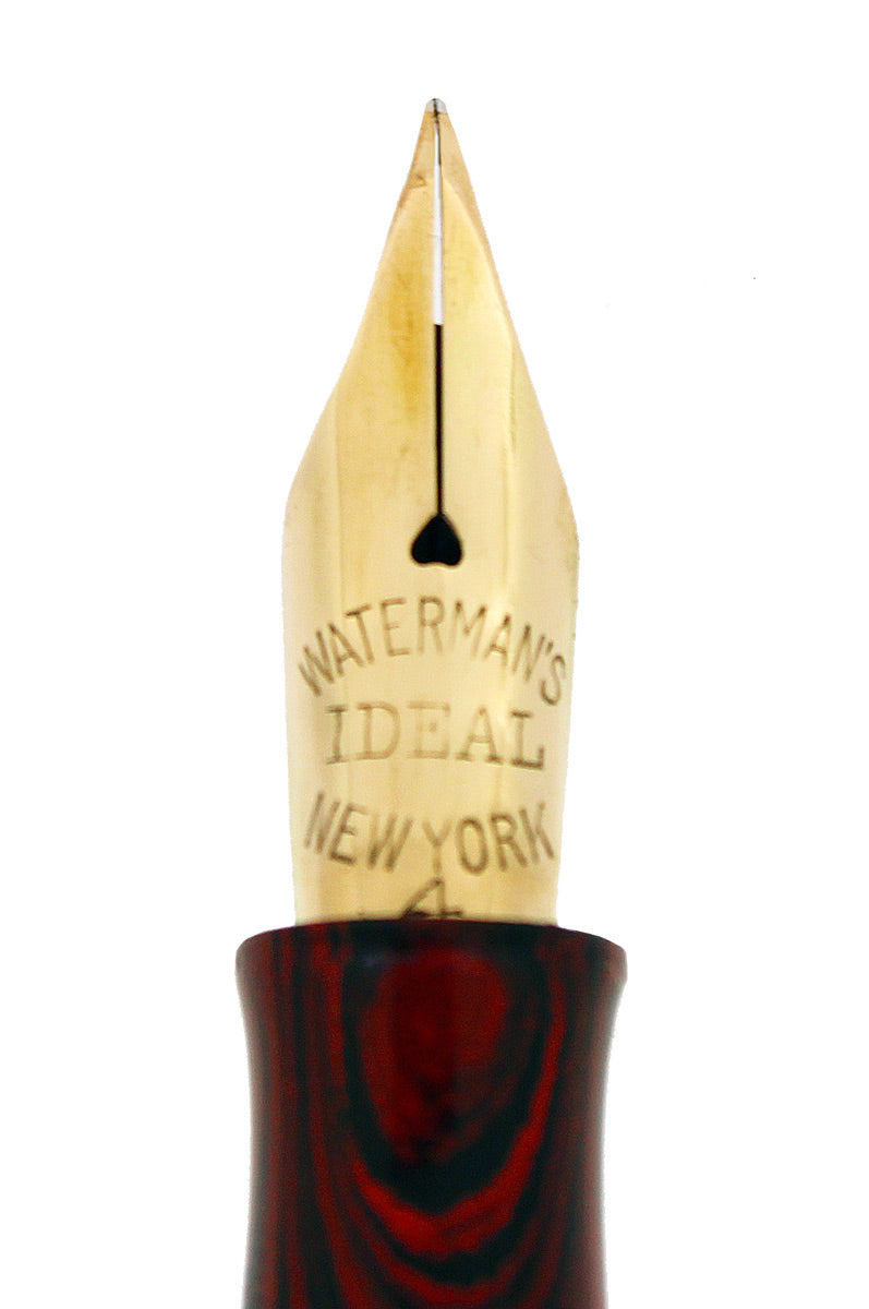 1920S WATERMAN 54 RED RIPPLE XF-BBB 2.06MM FLEX 14K NIB FOUNTAIN PEN RESTORED OFFERED BY ANTIQUE DIGGER