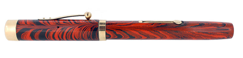 1920S WATERMAN 55 RED RIPPLE FOUNTAIN PEN XF TO BBB FLEXIBLE NIB RESTORED OFFERED BY ANTIQUE DIGGER