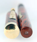 1920S WATERMAN 55 RED RIPPLE FOUNTAIN PEN XF TO BBB FLEXIBLE NIB RESTORED OFFERED BY ANTIQUE DIGGER