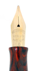 1920S WATERMAN 55 RED RIPPLE FOUNTAIN PEN XF TO BBB FLEXIBLE NIB RESTORED OFFERED BY ANTIQUE DIGGER