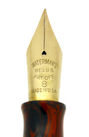 1920s WATERMAN 58 RED RIPPLE FOUNTAIN PEN WITH F to BBB FLEXIBLE NIB RESTORED OFFERED BY ANTIQUE DIGGER