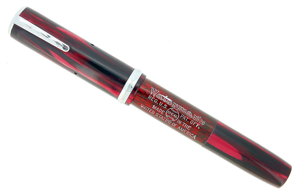 CIRCA 1929 WATERMAN LADY PATRICIA INK VUE SUNSET RED FOUNTAIN PEN