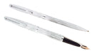 CIRCA 1950s WATERMAN CF FOUNTAIN PEN & BALLPOINT PEN SET SILVER MOIRE PATTERN OFFERED BY ANTIQUE DIGGER